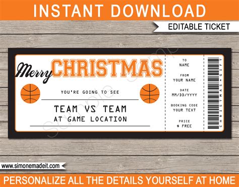 Christmas Basketball Gift Tickets | Basketball tickets, Gift ...