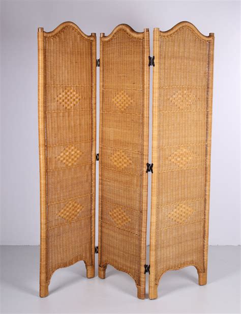 Vintage Rattan folding screen or room divider | #150990