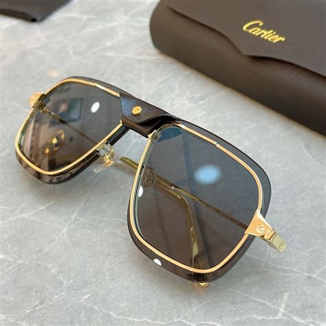 Cartier Handsome Men's Box Leather Buckle Sunglasses Size:62口13-140