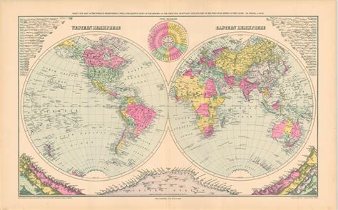 Gray’s New Map of the World in Hemispheres | Curtis Wright Maps