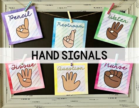 Hand Signals {Watercolor Classroom Decor} | TheHappyTeacher