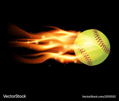 Softball on fire Royalty Free Vector Image - VectorStock