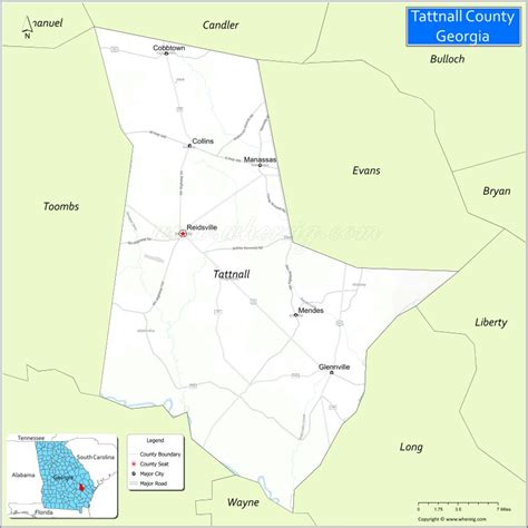 Map of Tattnall County, Georgia - Where is Located, Cities, Population, Highways & Facts