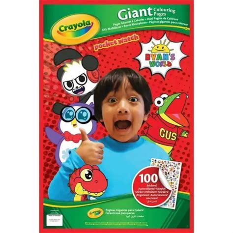 CRAYOLA RYAN'S WORLD Giant Colouring Pages Posters Sheets 49cmx32cm 100 Stickers $19.50 - PicClick