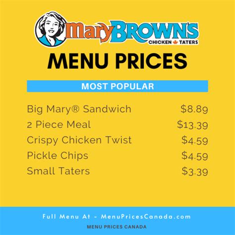 Mary Brown’s Menu & Prices in Canada — 2022 | by Menu Prices Canada | Medium