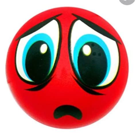 Red Distressed Emoji Ball with Angry Face