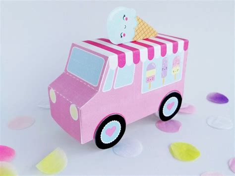 Printable Ice Cream Truck Birthday Ice Cream Party Favor Box - Etsy