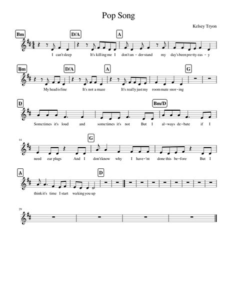 Pop Song Sheet music for Piano | Download free in PDF or MIDI | Musescore.com