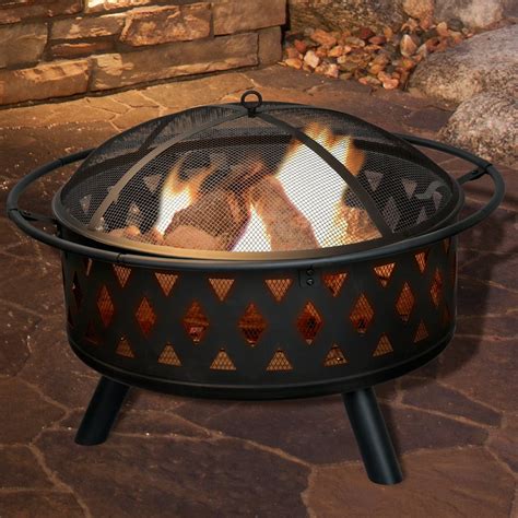 Fire Pit Set, Wood Burning Pit - Includes Screen, Cover and Log Poker - Great for Outdoor and ...