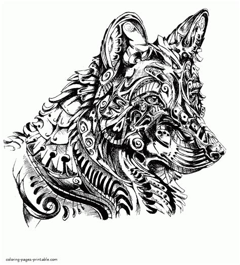 German Shepherd Coloring Page For Adults || COLORING-PAGES-PRINTABLE.COM