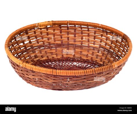 Empty wooden fruit or bread basket on white background Stock Photo - Alamy