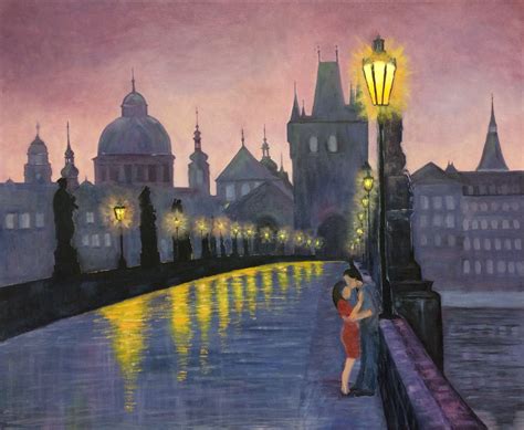 Working on my latest oil painting. Lovers on the Charles Bridge in Prague. Still more to be done ...