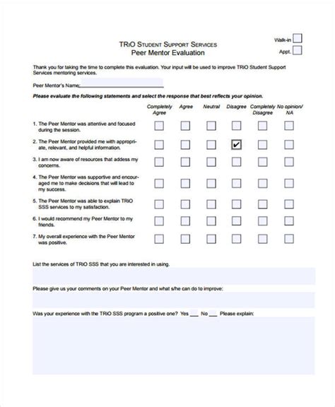 FREE 9+ Sample Mentor Evaluation Forms in MS Word | PDF