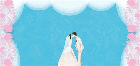 Blue Vector Illustration Newcomer Wedding Background Material, Wedding ...