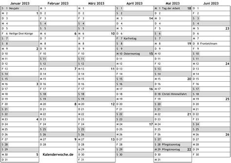 Kalender 2023 mit Kalenderwochen und Feiertagen in Deutschland … online wochenkalender mit kw ...