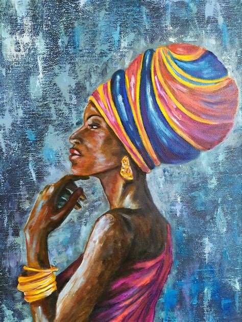 Afrocentric Art African Woman style African Wall decor Hand | Etsy