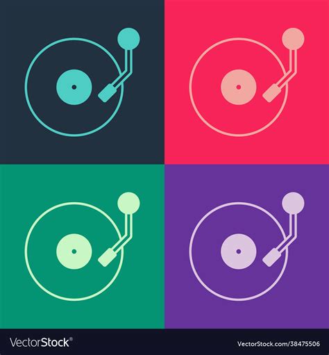 Pop art vinyl player with a vinyl disk icon Vector Image