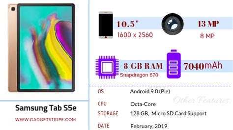 Samsung Galaxy Tab S5e Full Specs, Features & Price - GadgetStripe