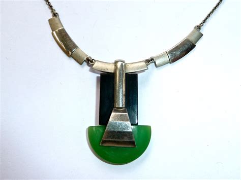 Jakob Bengel Industrial Bauhaus Art Deco Era Chrome Galalith Necklace | Deco jewelry, Art deco ...