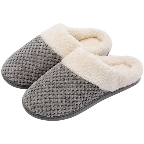 ULTRAIDEAS - Women's Comfort Coral Fleece Memory Foam Slippers Fuzzy Plush Lining Slip-on Clog ...