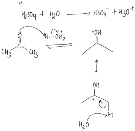 What is the reaction of acetone in the presence of ”dilute sulphuric acid”?