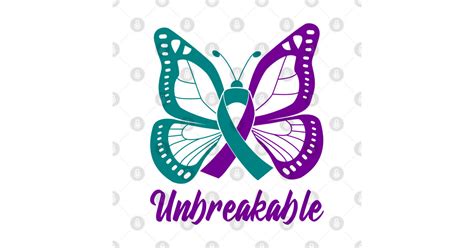 Teal and Purple Butterfly Awareness Ribbon Unbreakable - Teal And ...