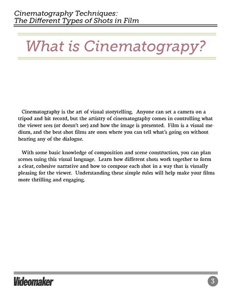 SOLUTION: Cinematography techniques the different types of shots in films - Studypool