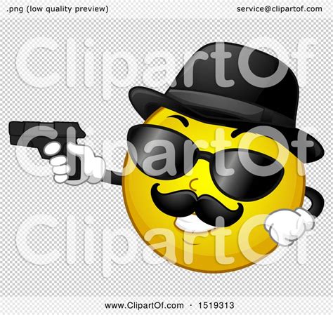 Clipart of a Yellow Smiley Emoji Moster Pointing a Gun - Royalty Free Vector Illustration by BNP ...