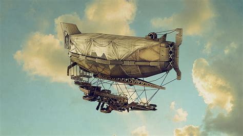 Steampunk - Airship, Airship, Steampunk, Sky, Fantasy, HD wallpaper | Peakpx