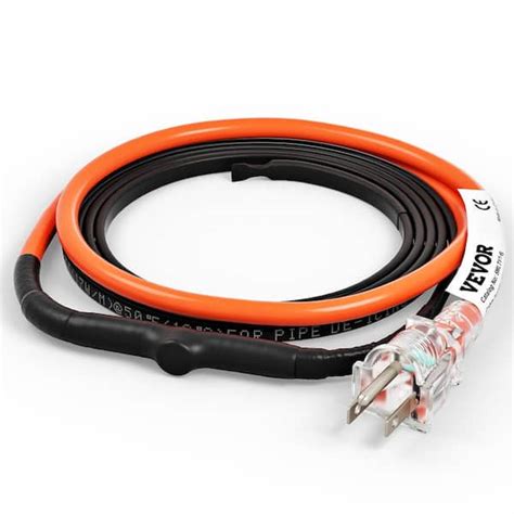 VEVOR 6 ft. Pipe Heat Cable 5W/ft. Self-Regulating Heat Tape IP68 110-Volt with Build-in ...