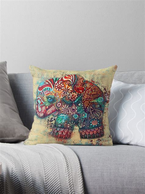 "Vintage Elephant" Throw Pillows by Karin Taylor | Redbubble
