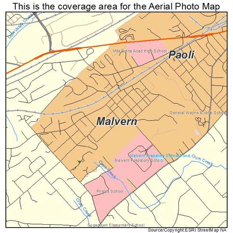 Aerial Photography Map of Malvern, PA Pennsylvania