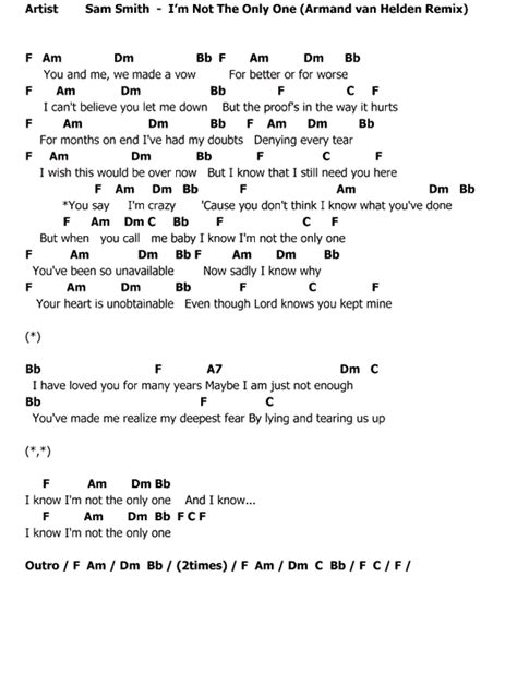 คอร์ด เนื้อเพลง I'm Not The Only One Sam Smith Chordza | คอร์ดเพลง คอร์ดกีต้าร์ เนื้อเพลง เพื่อ ...