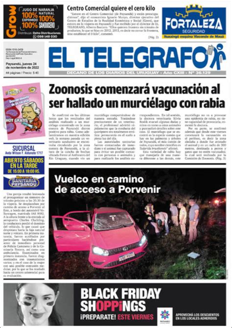 Newspaper El Telégrafo (Uruguay). Newspapers in Uruguay. Thursday's ...