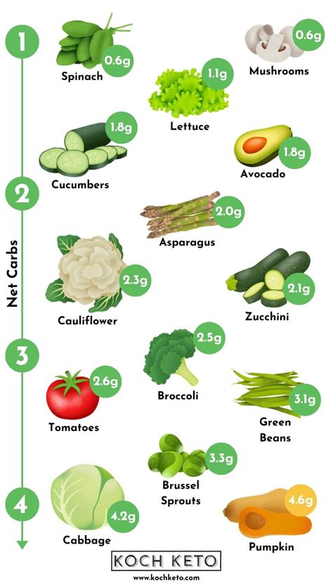 Low Carb Vegetables Chart