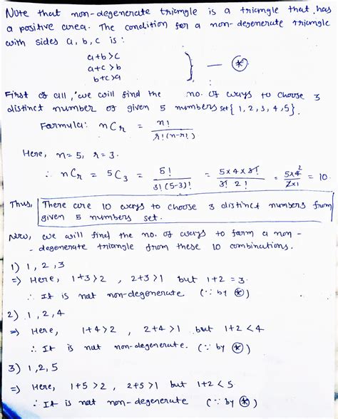 [Solved] In how many ways can we form a non degenerate triangle by ...