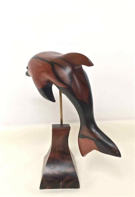 HAND CARVED WOOD Wooden DOLPHIN on Stand SCULPTURE Figurine • $19.50 in 2021 | Hand carved wood ...