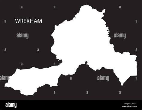 Wrexham Wales map black inverted silhouette illustration Stock Vector ...