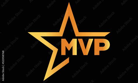 MVP golden luxury star icon three letter logo design vector template ...