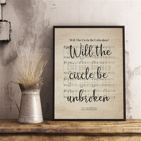 Will the Circle Be Unbroken Vintage Hymn Wall Art Print | Etsy