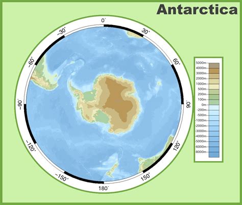 Physical map of Antarctica