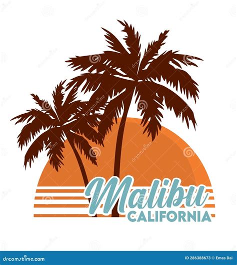 Malibu California with White Background Stock Vector - Illustration of ...