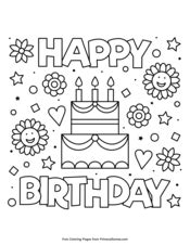 Happy Birthday Coloring Pages • FREE Printable PDF from PrimaryGames