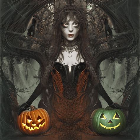 Halloween Scene Witches and Black Cats · Creative Fabrica