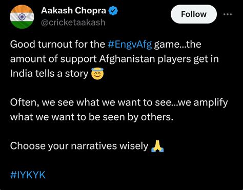 Akash Chopra after recent Afghanistan Win over England : r/Cricket