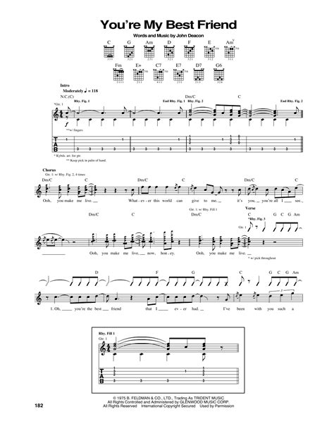 You're My Best Friend by Queen Sheet Music for Guitar Tab at Sheet Music Direct