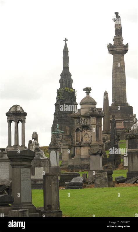 Monuments in the Glasgow Necropolis. The Necropolis is a Victorian ...