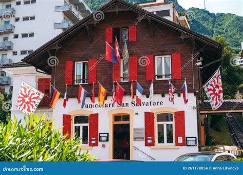 Lower Station for the Monte San Salvatore Funicular in Paradiso, Lugano, Switzerland. Editorial ...