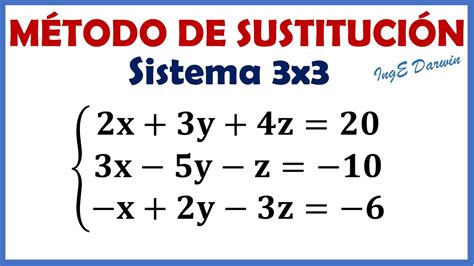 Método de Sustitución - Sistema de Ecuaciones Lineales 3x3 | Ejercicio 1 - YouTube