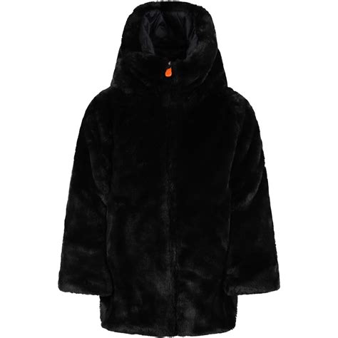 Save the Duck Black Faux Fur For Girl With Iconic Logo | Coshio Online Shop